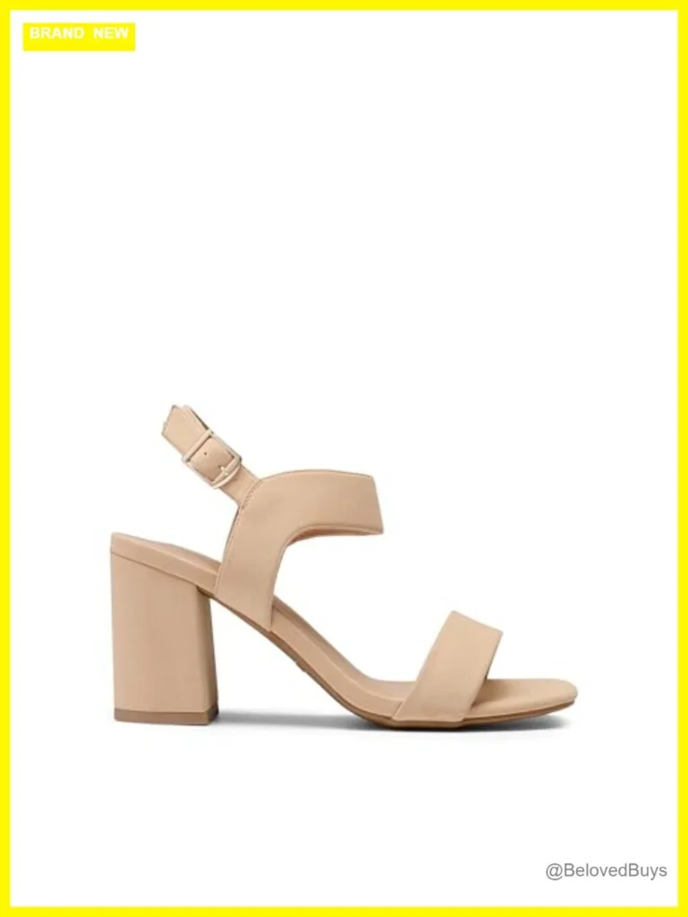 Women's Heeled Sandals Square Toe Block Heels Ankle Strap Faux Leather